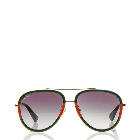 gucci sunglasses green and red sides|Gucci aviator style sunglasses.